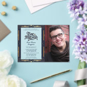 ACRYL BAR MITZVAH Foto Blauw Goud Elegant Acryl Uitnodigingen (Insitu (Huwelijk))