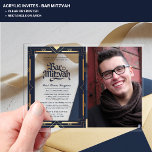 ACRYL BAR MITZVAH Foto Navy Gold Elegant Acryl Uitnodigingen<br><div class="desc">Deze moderne acrylfoto Bar Mitswa Invitation kan helder of bevroren zijn,  rechthoek of boog in de gewenste vorm om aan uw behoeften te voldoen. U kunt de kleur van de tekst wijzigen in ontwerpgereedschappen.</div>