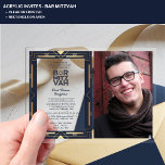 ACRYL BAR MITZVAH Foto Navy Gold Elegant Modern Acryl Uitnodigingen<br><div class="desc">Deze moderne acrylfoto Bar Mitswa Invitation kan helder of bevroren zijn,  rechthoek of boog in de gewenste vorm om aan uw behoeften te voldoen. U kunt de kleur van de tekst wijzigen in ontwerpgereedschappen.</div>