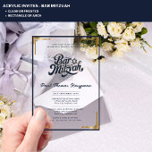 Acryl BAR MITZVAH Kwaliteit Luxe Minimalistisch Acryl Uitnodigingen
