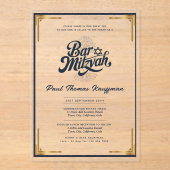 Acryl BAR MITZVAH Kwaliteit Luxe Minimalistisch Uitnodigingen (Voorkant)