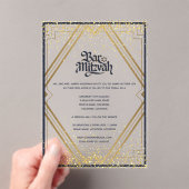 ACRYL BAR MITZVAH Modern Navy Gold Classy Acryl Uitnodigingen (Insitu (Draagbaar))