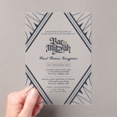 Acryl BAR MITZVAH Navy Blauwe Luxe Minimalistisch Acryl Uitnodigingen (Insitu (Draagbaar))