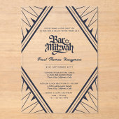 Acryl BAR MITZVAH Navy Blauwe Luxe Minimalistisch Uitnodigingen (Voorkant)