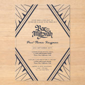 Acryl BAR MITZVAH Navy Blue Luxe Minimalist Acryl Uitnodigingen (Voorkant)