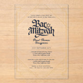 Acryl BAR MITZVAH Navy Gold Luxe Minimalist Acryl Uitnodigingen (Voorkant)