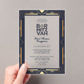 Acryl BAR MITZVAH Navy Gold Modern Clear Elegant Acryl Uitnodigingen (Insitu (Draagbaar))