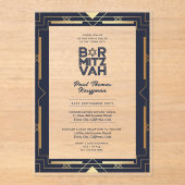 Acryl BAR MITZVAH Navy Gold Modern Clear Elegant Acryl Uitnodigingen (Voorkant)