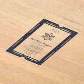 Acryl BAR MITZVAH Navy Gold Modern Clear Elegant Acryl Uitnodigingen (Laagn)