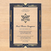 Acryl BAR MITZVAH Navy Gold Modern Clear Elegant Acryl Uitnodigingen (Voorkant)