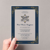 Acryl BAR MITZVAH Navy Gold Modern Geometrisch Acryl Uitnodigingen (Insitu (Draagbaar))