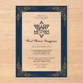 Acryl BAR MITZVAH Navy Gold Modern Geometrisch Acryl Uitnodigingen (Voorkant)