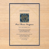 Acryl BAR MITZVAH Navy Gold Modern Trendy Acryl Uitnodigingen (Voorkant)