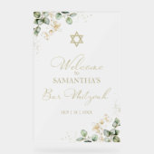 Acryl Bar Mitzvah Welkomstbord | Eucalyptus Acryl Bord (Voorkant)