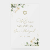 Acryl Bar Mitzvah Welkomstbord | Eucalyptus Bord (Voorkant)