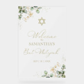 Acryl Bat Mitswa Welkomstbord | Eucalyptus Acryl Bord (Voorkant)