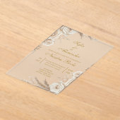 Acryl Beige Boho bloemige Spaanse Trouw Uitnodigingen (Laagn)