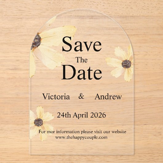 Acryl Bewaar de datum Kaart Uitnodigingen (Voorkant)