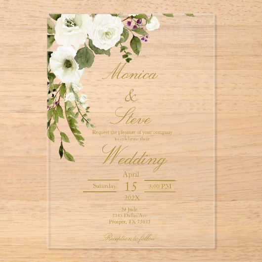 Acryl bewerkbare huwelijksuitnodiging acryl uitnodigingen (Voorkant)