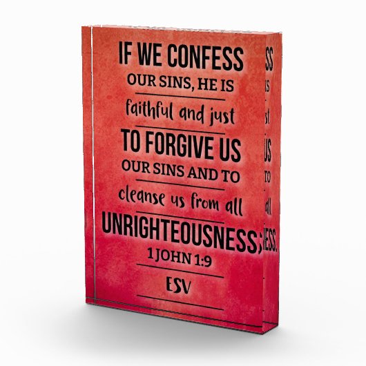 Acryl bijbelvers blok - 1 Johannes 1:9 ESV (Rechts)