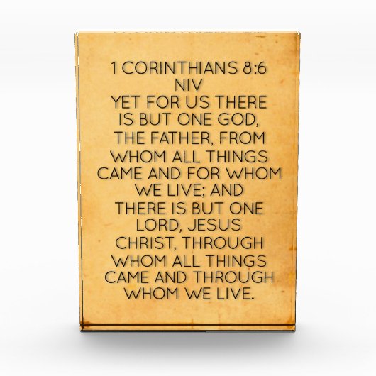 Acryl bijbelvers blok - 1 Korintiërs 8:6 (Voorkant)