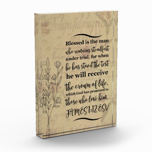 Acryl bijbelvers blok - James 1:12 ESV (Links)