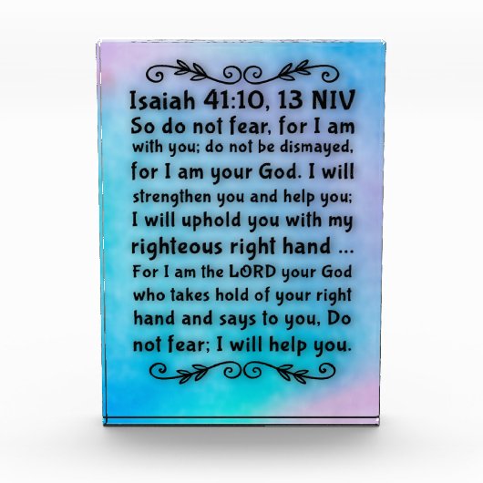 Acryl Bijbelvers Blok - Jesaja 41:10, 13 (Voorkant)