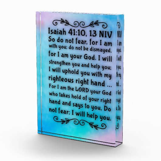 Acryl Bijbelvers Blok - Jesaja 41:10, 13 (Rechts)