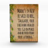 Acryl bijbelvers blok - Marcus 5:34 (Voorkant)