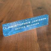 Acryl Blauwe Hemel Naam en Titel Naambordje (Zijkant)