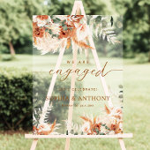 Acryl Bloemen Pampas Engagement Party Welkom Bord