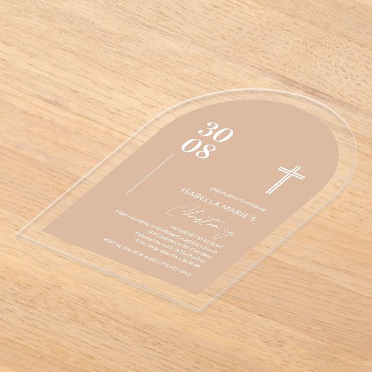 Acryl Blush Roze doop uitnodiging (Laagn)