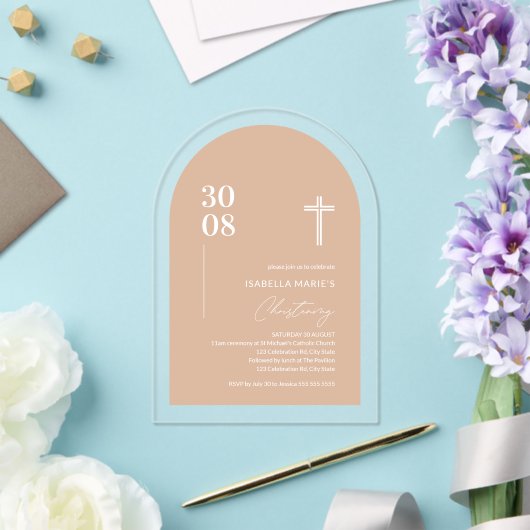 Acryl Blush Roze doop uitnodiging (Insitu (Huwelijk))