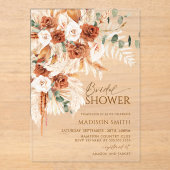 Acryl Boho Floral Pampas Vrijgezellenfeest Acryl Uitnodigingen (Voorkant)