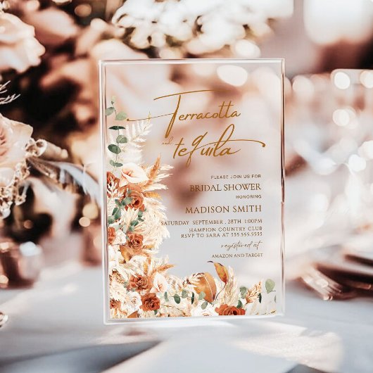 Acryl Boho Pampas Grass Vrijgezellenfeest Acryl Acryl Uitnodigingen