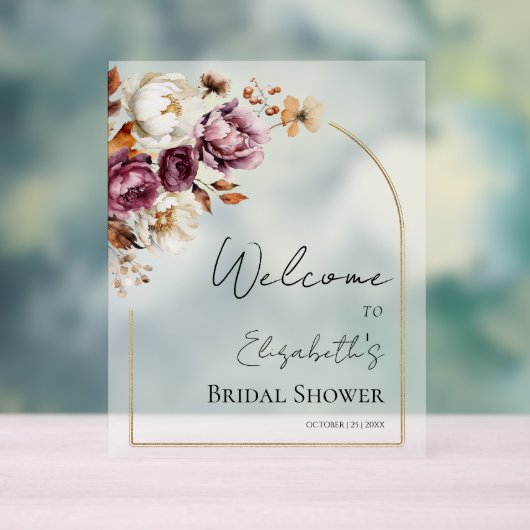 Acryl Bourgogne Herfst Vrijgezellenfeest Welkomstb Acryl Bord (Neutraal)