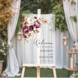 Acryl Bourgondië Bloemen Fall Wedding Party Sign Acryl Bord