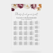 Acryl Bourgondië Bloemen Herfst Trouwstoel Grafiek Acryl Bord (Voorkant)