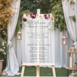 Acryl Bourgondië Wedding Ceremony Program Teken Acryl Bord