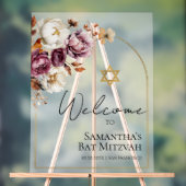 Acryl Bourgondische Herfst Bat Mitzvah Welkomstbor Acryl Bord (Neutraal)