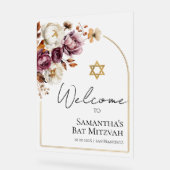 Acryl Bourgondische Herfst Bat Mitzvah Welkomstbor Acryl Bord (Hoek)