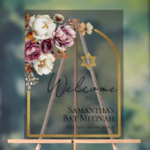 Acryl Bourgondische Herfst Bat Mitzvah Welkomstbor Bord (Neutraal)