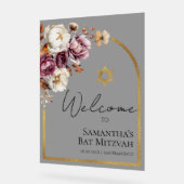 Acryl Bourgondische Herfst Bat Mitzvah Welkomstbor Bord (Hoek)