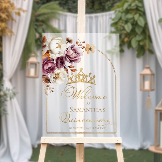 Acryl Bourgondische Herfst Quinceanera Welkomstbor Acryl Bord