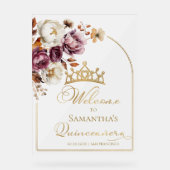 Acryl Bourgondische Herfst Quinceanera Welkomstbor Acryl Bord (Voorkant)