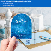 ACRYL BRUILOFT Distressed SKY BLUE QR Code RSVP Acryl Uitnodigingen