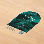 ACRYL BRUILOFT Emerald Green QR Code RSVP Website Uitnodigingen (Laagn)