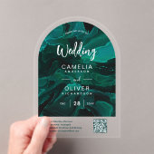 ACRYL BRUILOFT Emerald Green QR Code RSVP Website Uitnodigingen (Insitu (Draagbaar))
