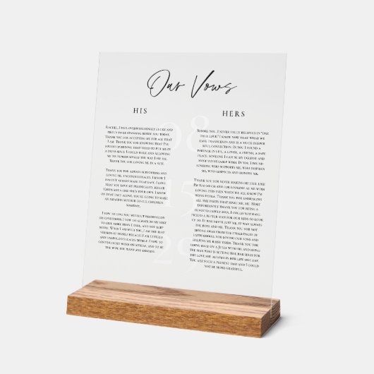 Acryl bruiloft geloften Keepsake Display Art Gift (Hoek)