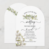 Acryl bruiloft groen en bloemen uitnodiging (Voorkant / Achterkant)